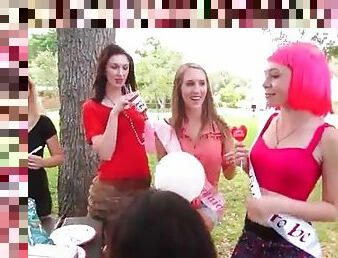 Cute girls in the park for bachelorette party