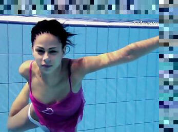 Looks like Zlata loves to get totally naked while she's swimming!