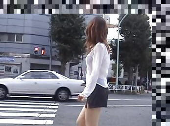 Naughty Yu Sakura changes her clothes and walks in the street