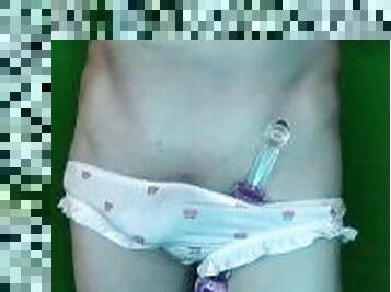 Sexy panties enjoying my glass wand