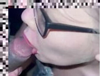 Dumb little white bitch sucking dick