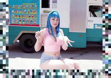 Blue haired slut Jewelz Blu gets fucked hard in the truck