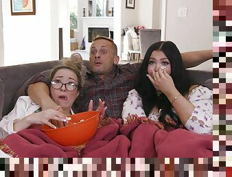 Holly Day gets her cunt fucked on the couch next to Sweet Sophia