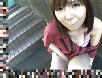 Kurara Horie plays with her bush after showing off her tits