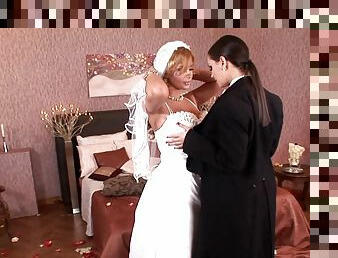 Soon to be bride Dorothy Black gets licked by horny Eve Angel