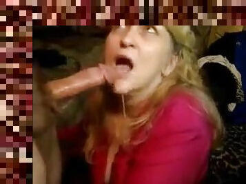 Very hot granny sucking dick till cum on her mouth