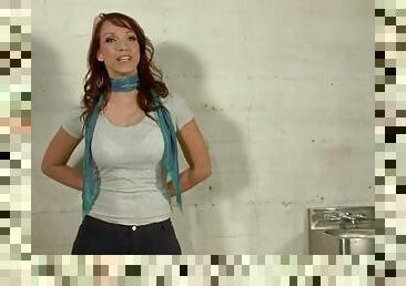 Redhead Nicki Hunter gets tied up and pounded in both holes