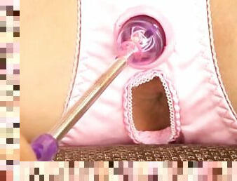 Wild Rin Saotome in Pink Panties enjoys some toys