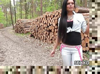 First date and sex in the forest at the sawmill