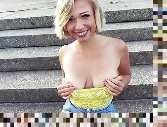 Public Sex date after disco with german blonde teen slut