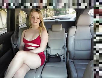 Blonde stranger Eliza Eves drops her red panties to ride a hard rod