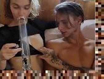 HOT Passionate Couple Makeout While Smoking!