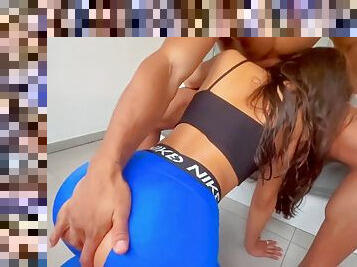 Fitness Latina neighbor rubs her huge BBC ass