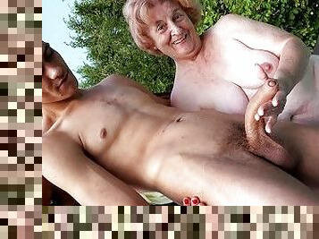 83 years old grandma gets extreme deep outdoor ass fucked by her monster cock toyboy