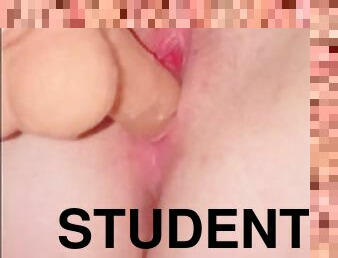 19 yr old college student fucking myself with a dildo super creamy cum