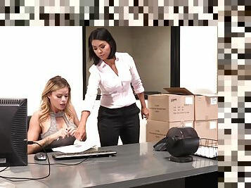 Office babes share nudity and personal oral sex romance in a quality lezzie kink
