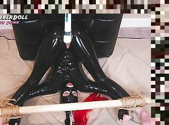 Flexible Latex RubberDoll Gets Tied Upside Down And Is Made To Cum Multiple Times On A Magic Wand