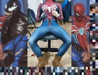 Horny Giant Dick Spiderman Masturbating SOLO