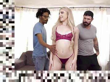 Pale blonde Britt Blair gets gangbanged by horny black dudes