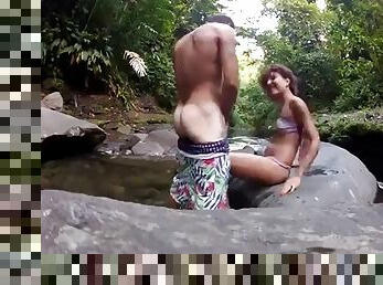 Sex with girlfriend in the river