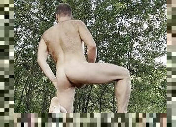 fully naked cum in the forest
