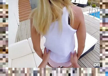 Christen Courtney wants to get fucked beside the pool outdoors