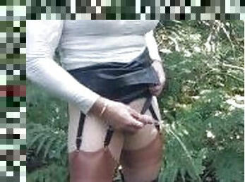 Tranny needed a piss in the woods