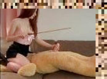 Lady Mononoke performs CBT on her poor plushy slave