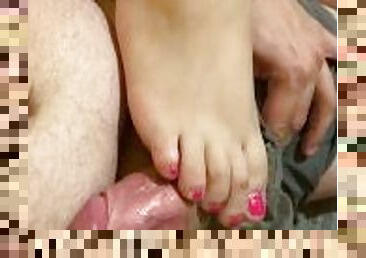 Pink toes footjob short video teaser