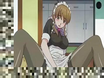 Anime maid masturbates while thinking about her boss