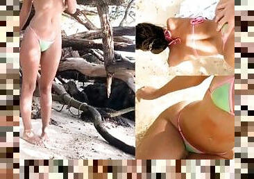 I AM STILL DREAMING! Hot Beach Bikini Girl Poses Before Sex Creampie Under Mango Tree