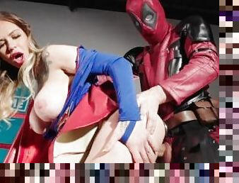 PLAYTIME Cosplay ~ Supergirl deepthroats Deadpool and Squirts on Batman