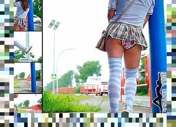 al-aire-libre, público, ruso, colegiala-schoolgirl, japonés, bragas, autobús, erótico, exhibicionismo