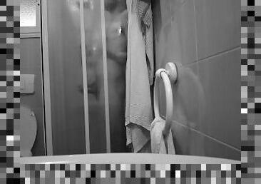 Cumming inside the shower (cumshot - male cumshot - bald man cums)
