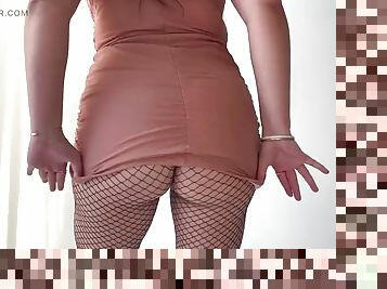 PAWG seduces you in lingerie, fishnets, big tits and big ass