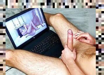 Hot Guy Watching Lesbian Scissoring Porn And Thirsting for Pussy While Moaning