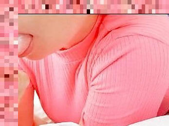 blowjob-seks-dengan-mengisap-penis, cumshot-keluarnya-sperma, sudut-pandang, sperma, ditindik, pisang, pengisapan