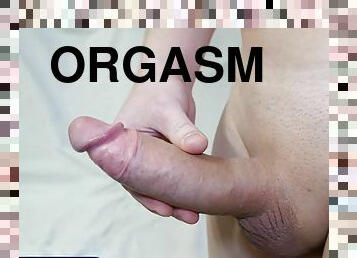 Big smooth shaved cock shows how to get an orgasm hands free