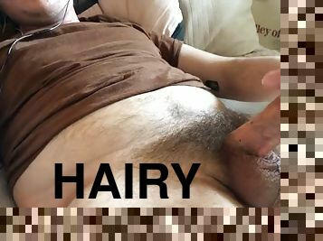 Little hairy Dick Dawson jerks another big load on his stomach.