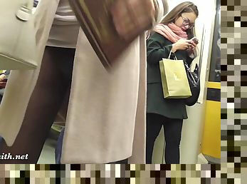 Jeny Smith pantyhose subway pussy flash