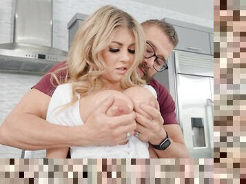 Blonde with big tits ends good fucking with the stepson