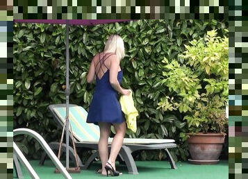 Naughty blonde neighbor Cameron comes over to be fucked balls deep