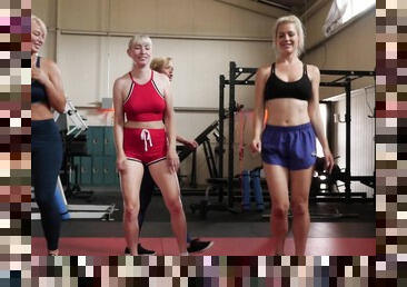 Lesbos having lots of fun in the gym - London River & Kit Mercer