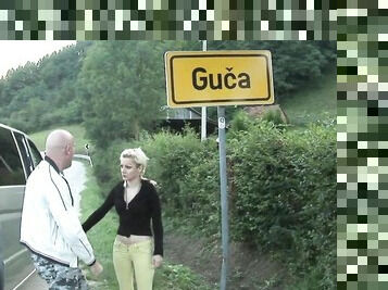 Two Serbian women hitchhiking